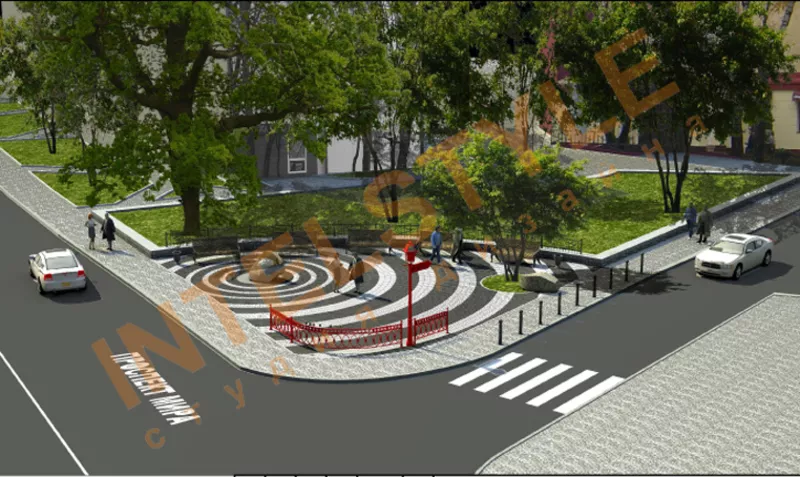 разработка схемы мощения и Дизайн-проект укладки  тротуарной плитки. 
